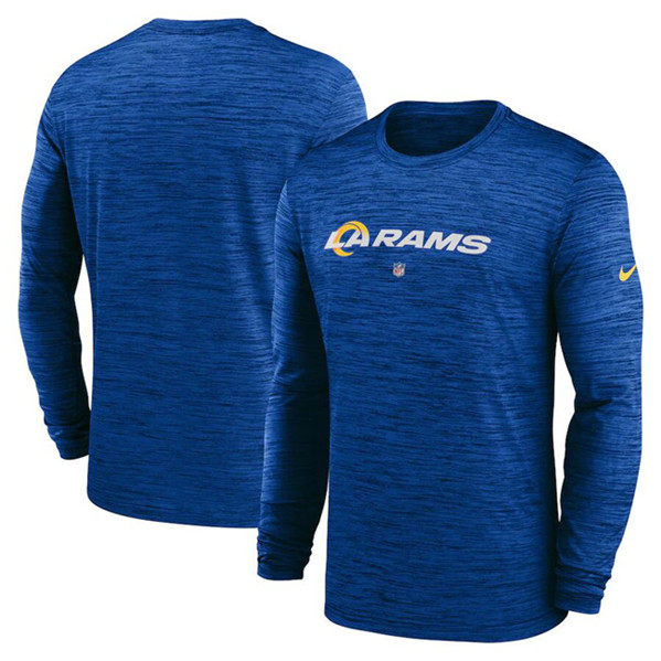 Men's Los Angeles Rams Royal Sideline Team Velocity Performance Long Sleeve T-Shirt
